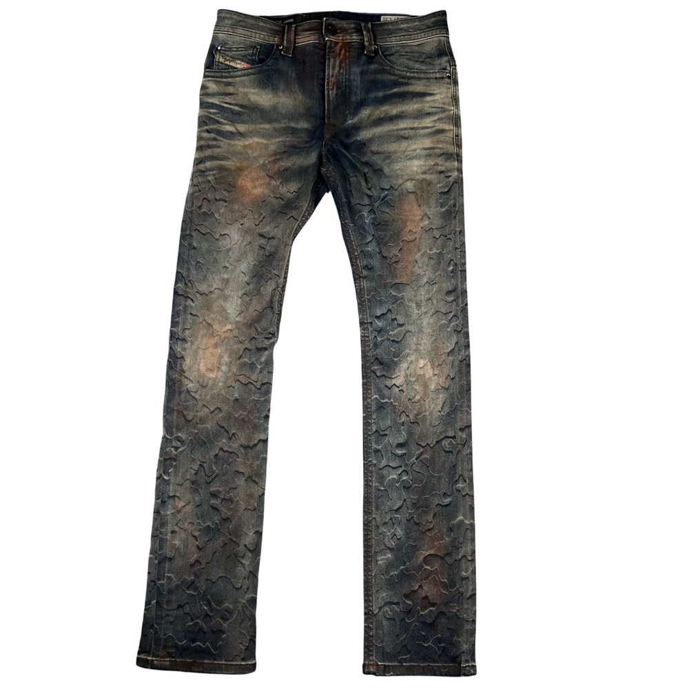 Diesel Thavar Slim Skinny Jeans Mens 27x30 Wash 0821C Stretch Embossed Italy